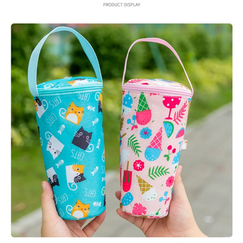Portable Milk Tea Tote Bag Heat Preservation Bag Carrying Insulated Cup Cover Umbrella Bag Handbag Camping Drinkware Accessories
