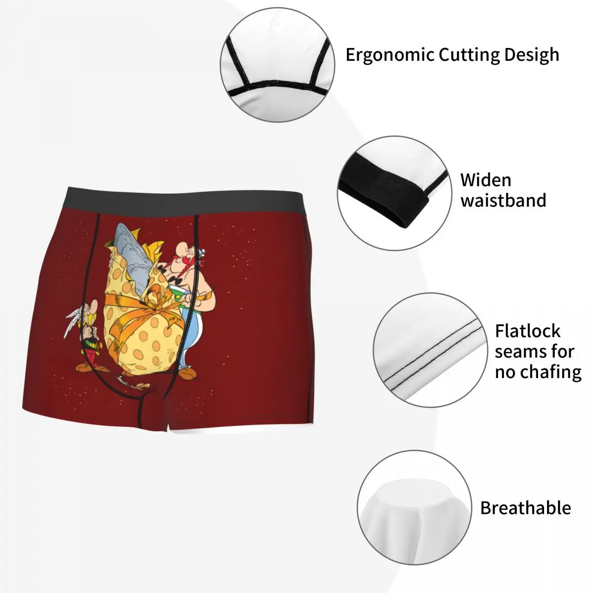 Custom Asterixs And Obelixs Adventure Comic Boxers Shorts Men\'s Briefs Underwear Cool Underpants