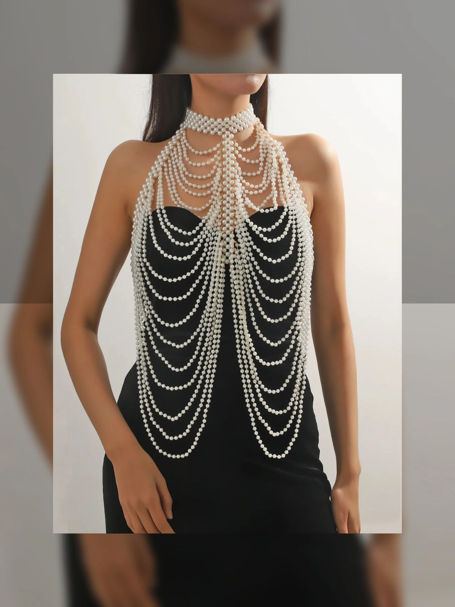 

Body Jewelry Sexy Pearl Bra Chain Pearl Shawl Sling Hand-woven Bra Chain tassels Night Club Fashion Birthday Party Body Chain