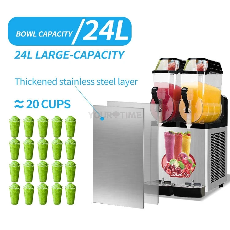 2025 Automatic 24L Frozen Snow Melting Machine Commercial Juicer Drink Mud  Double tank Ice Slush Making Machine