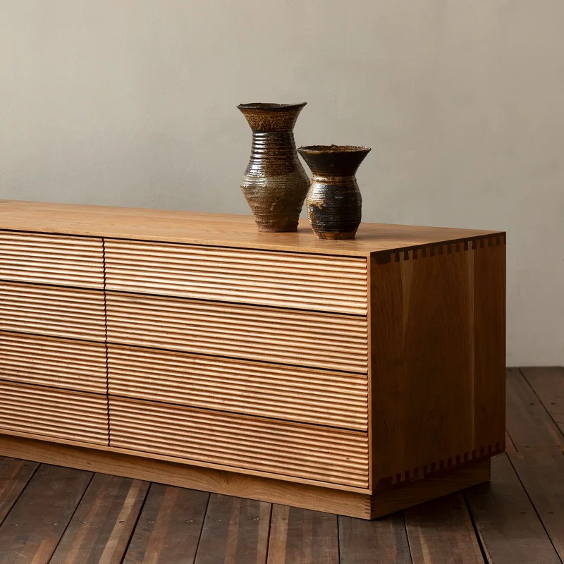 Storage locker, living room, cherry wood, black walnut, solid wood furniture texture TV cabinet