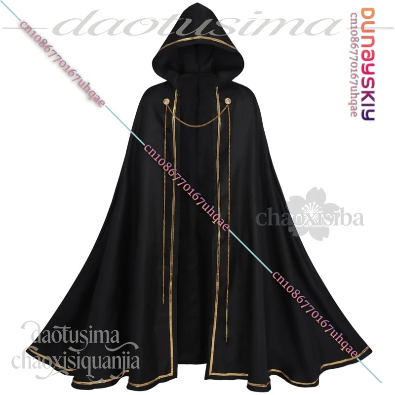 831Witch Wizard Cosplay Medieval Hooded Cloak Renaissance Cape Hood White Black Retro Goth Uniform 2026 Halloween Party Outfit - view 6