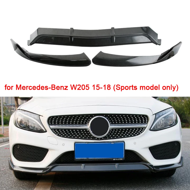 

Car Front Bumper Lip Front Bumper Spoiler Splitter Diffuser for For Mercedes-Benz W205 15-18 Sports Model Only