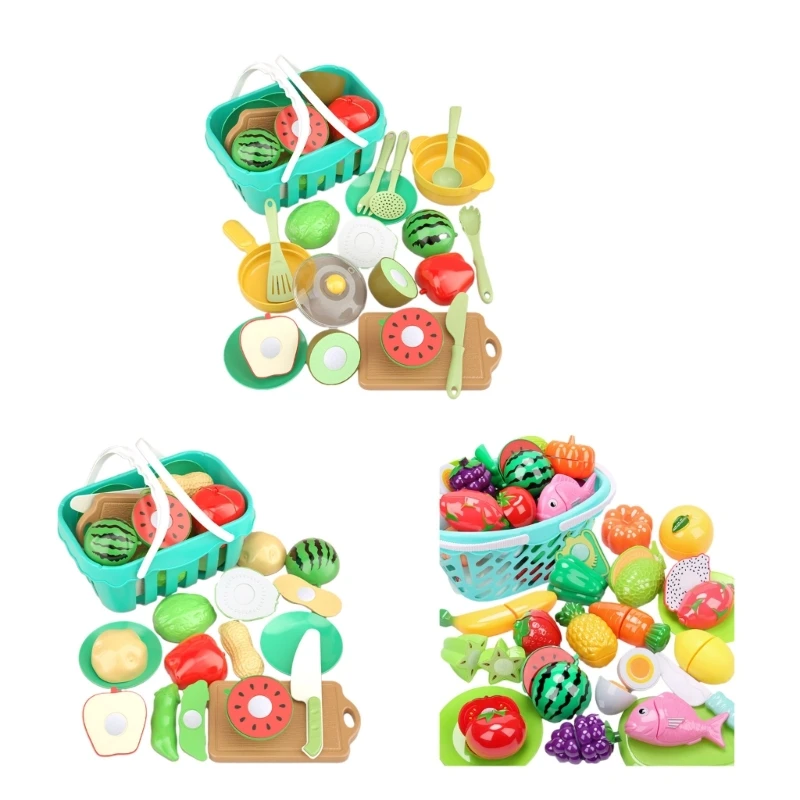 

1Set Simulation Vegetables Fruits Playsets Model Toy Educational Utensils Cutting Vegetables Toy Toddler Role-Play Toy