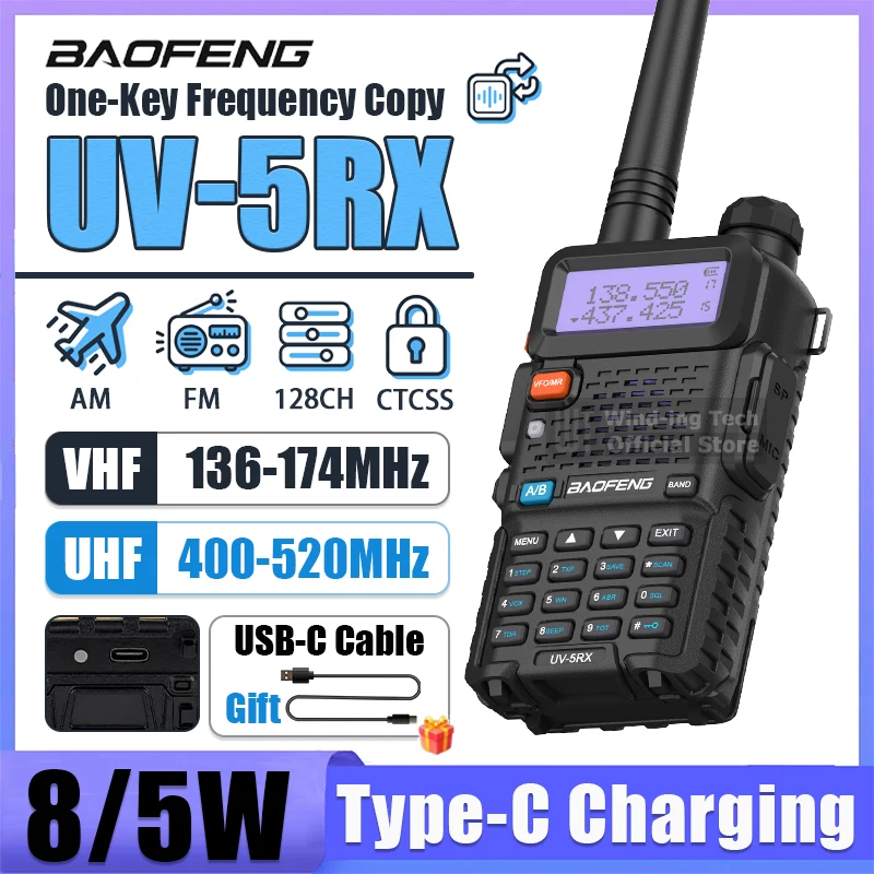 baofeng-uv-5rx-8w-5w-walkie-talkie-am-fm-multi-banda-con-ricarica-type-c-copia-frequenza-con-un-solo-tasto-radio-portatile-dtmf-versione-aggiornata-dell'uv-5r