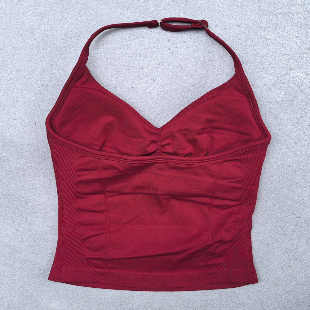 Adjustable Longline Strappy Yoga Vest Gym Clothes Women Scrunch Built-in Bra With Removable Cups Yoga Tank Tops Sports Vest image 3