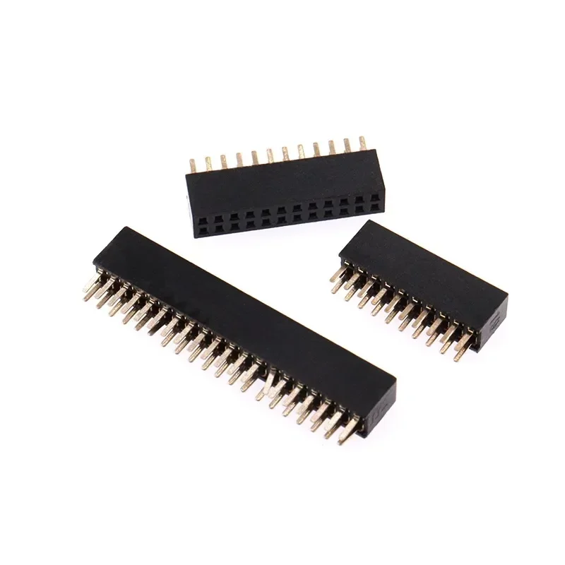 1000pcs 1.27mm Spacing Double Row Copper Pin Gold Plating Female Socket 2x2 3 4 5 6 7 8 10 40P Plastic Height 4.3mm