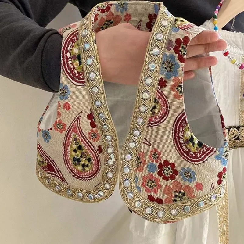 

Жилет с принтом в национальном стиле, комплект из двух предметов, комплект платьев для девочек 120-170 см, весна/лето 2023, новое детское платье в этническом стиле