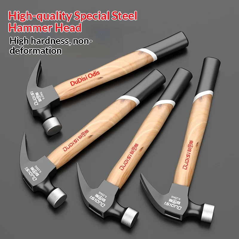 Multifunctional Integrated Nail Pulling Hammer with Wooden Handle Sheep Horn Hammer