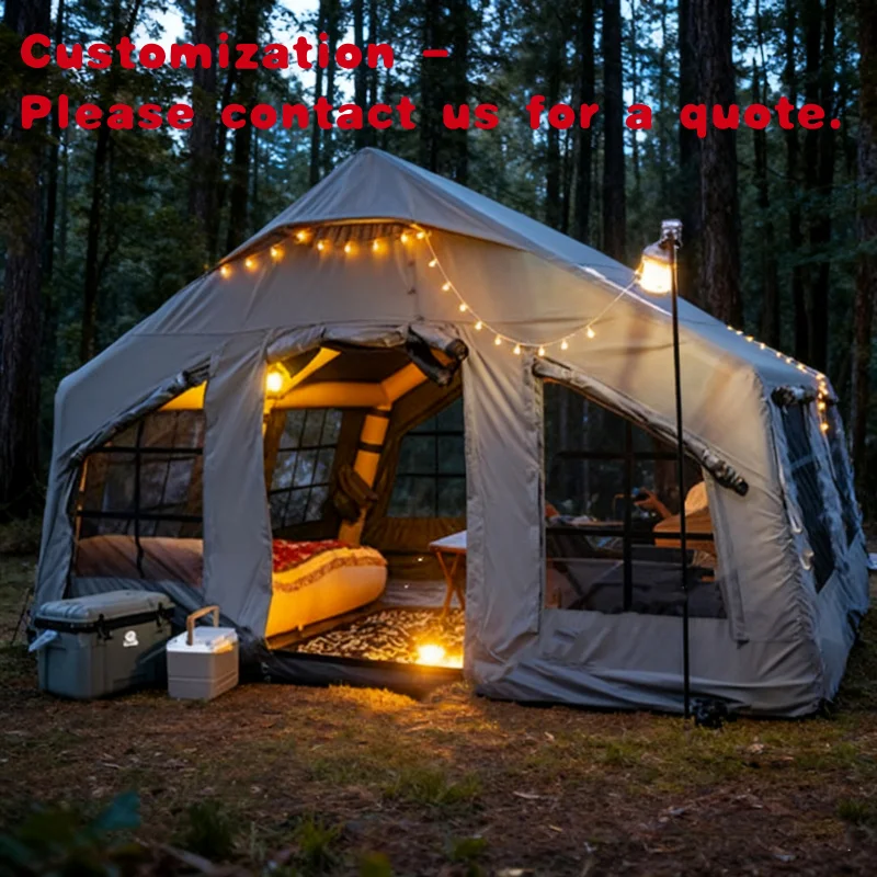 

На заказ. Быстрая установка, водонепроницаемая портативная надувная палатка, дом из ткани Оксфорд, семейная уличная походная четырехсезонная односпальная кровать
