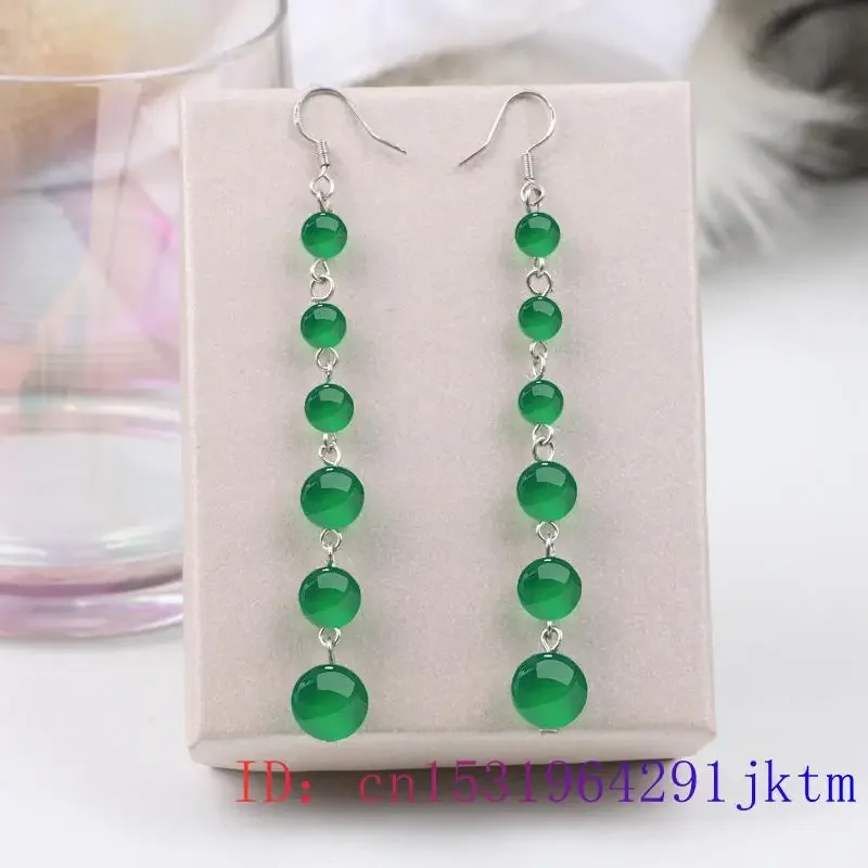 Pendientes de cuentas de Jade para mujer, amuletos tallados de moda, regalo de plata 925, piedra china, energía verde Natural