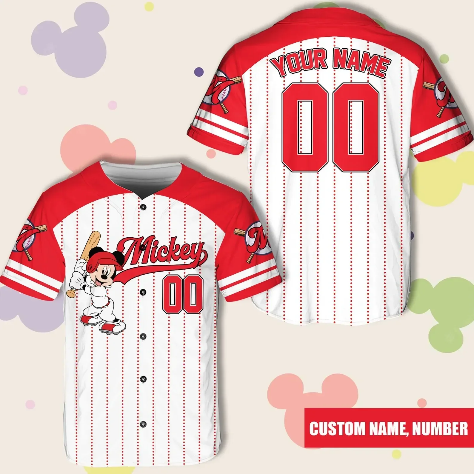 

2024 Disney Mickey And Friends Game Day Baseball Jersey Baseball Player Outfit For Baseball Fans Stitch Baseball Jersey