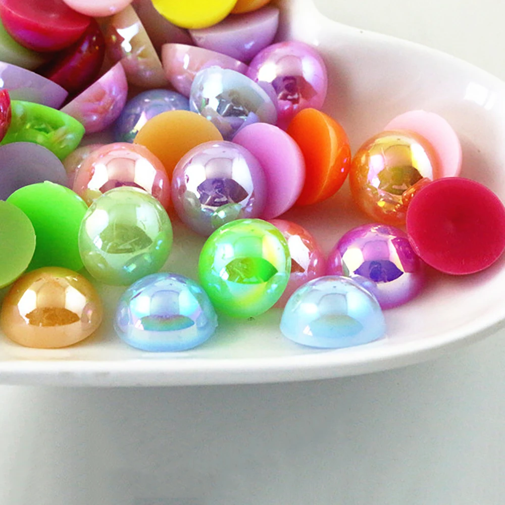 New Fashion 40pcs/Lot 12mm Mix AB Colors Flat back Resin Cabochons Cameo G5-37