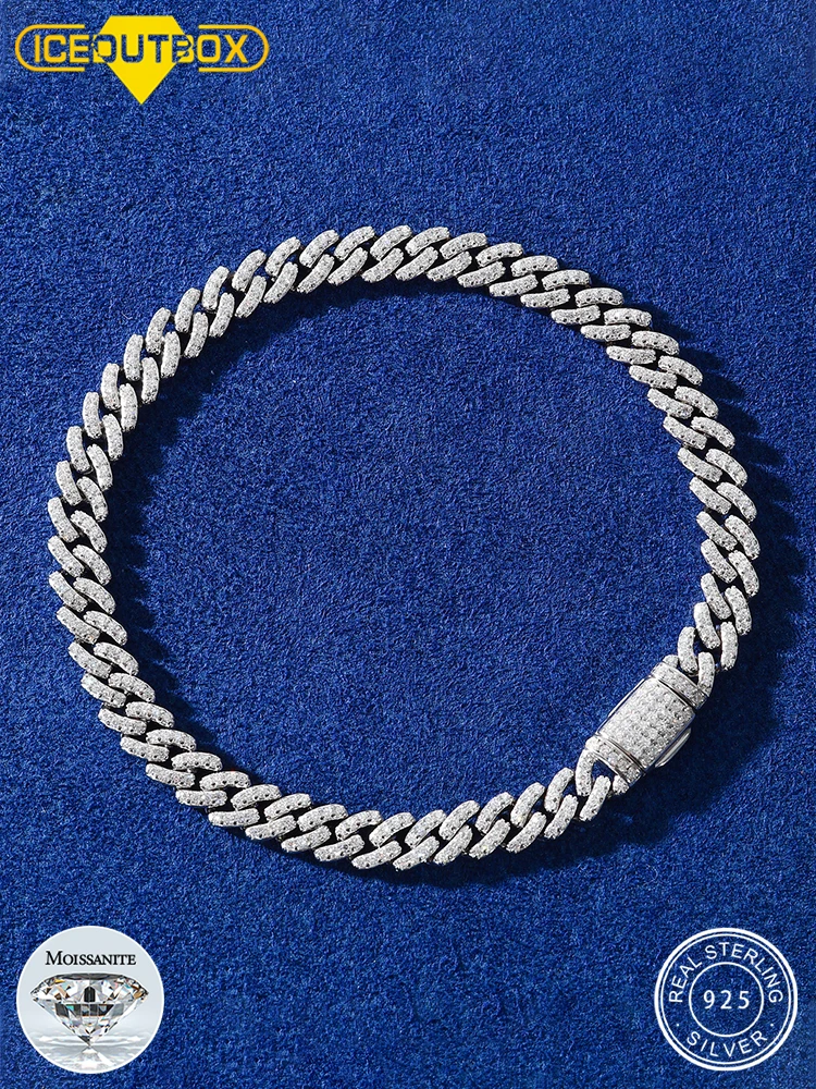6mm Solid 925 Sterling Silver Miami Cuban Chain Bracelet For Women Men Iced Out Moissanite GRA Certified Hip Hop Jewelry Gifts