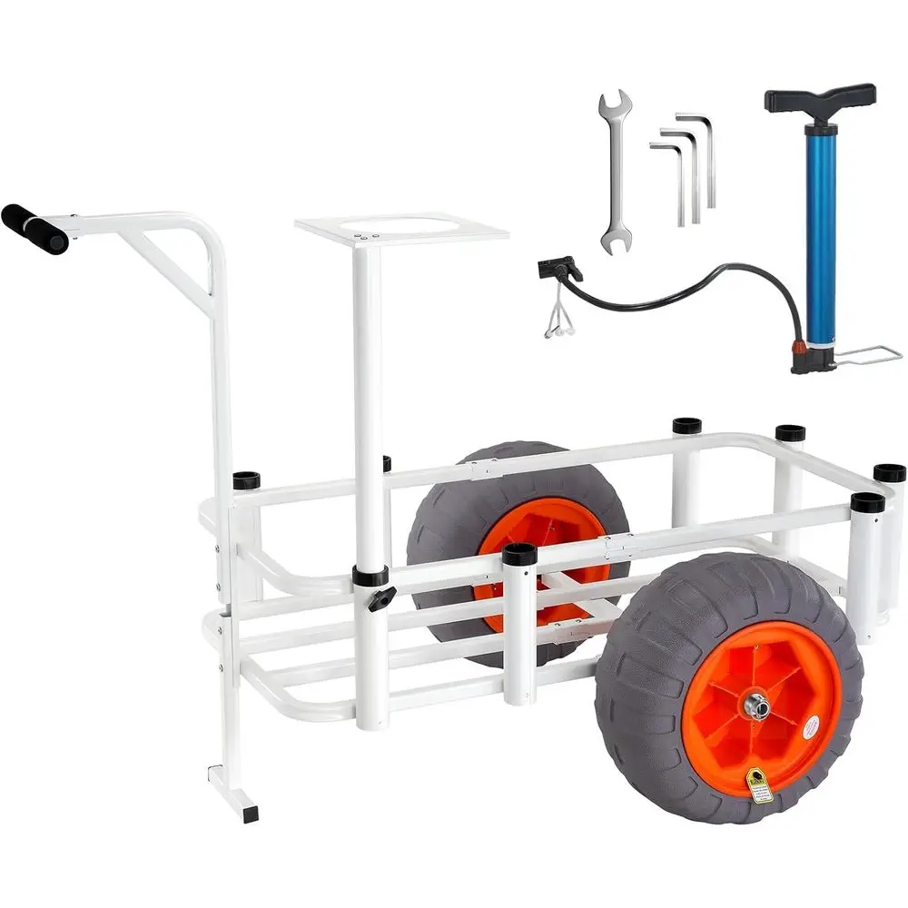 

Heavy-Duty Dual Wheel Beach Cart with 350 lbs Capacity, Suitable for Fishing, Picnics, and Marine Use