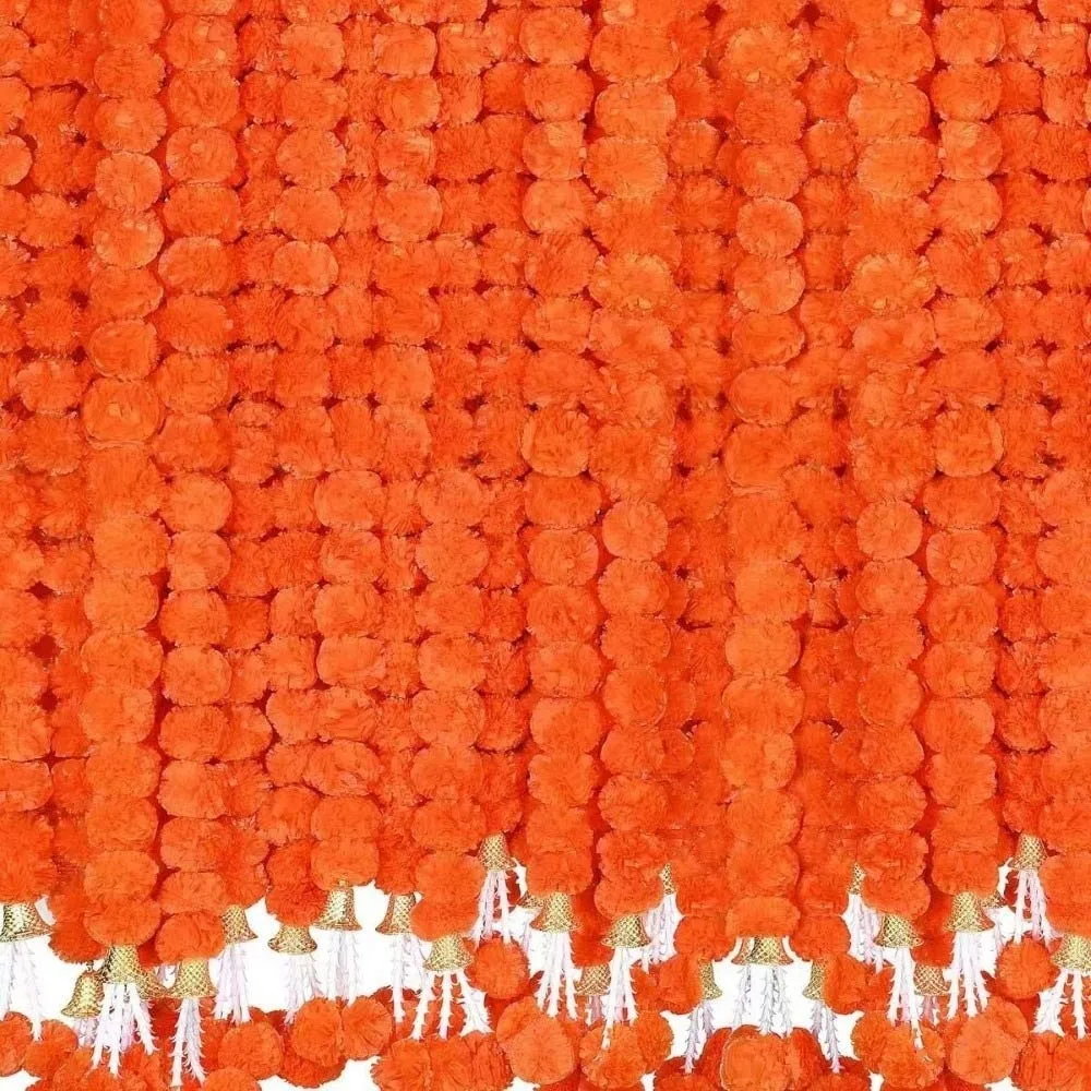 خيوط طويلة إكليل القطيفة الاصطناعية بوجا ديوالي فييستا ديكور هندي زهور القطيفة زفاف بوجا قابل لإعادة الاستخدام #3