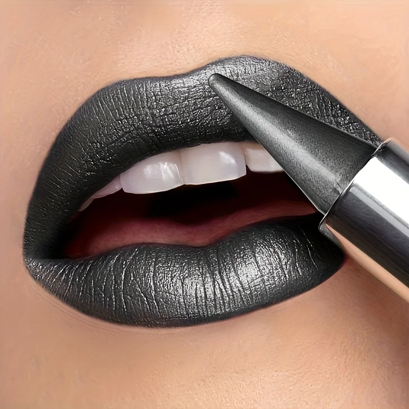 ملمع شفاه معدني غير لامع - أحمر شفاه أسود يدوم طويلاً ومقاوم للماء ومقاوم للعرق مع لمسة نهائية معدنية لجميع أنواع البشرة #4