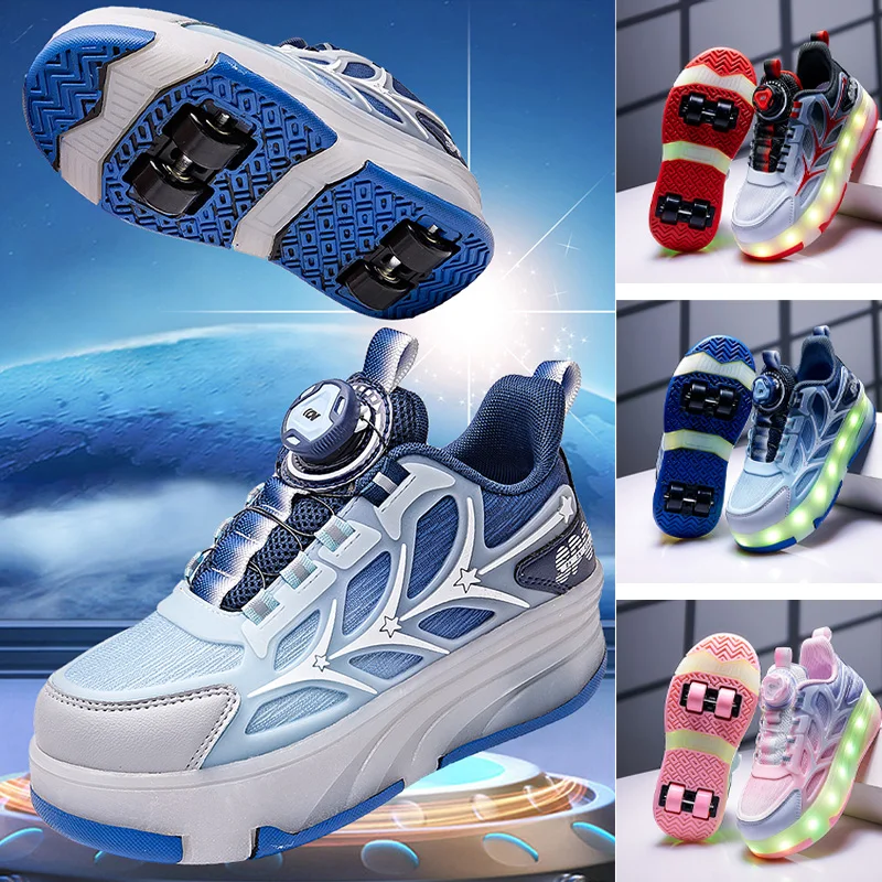 

Children's 2-Wheel Roller Skates Fashion boys Girl's Sneakers With Wheels Dual-purpose Kids Skating Sports Shoes