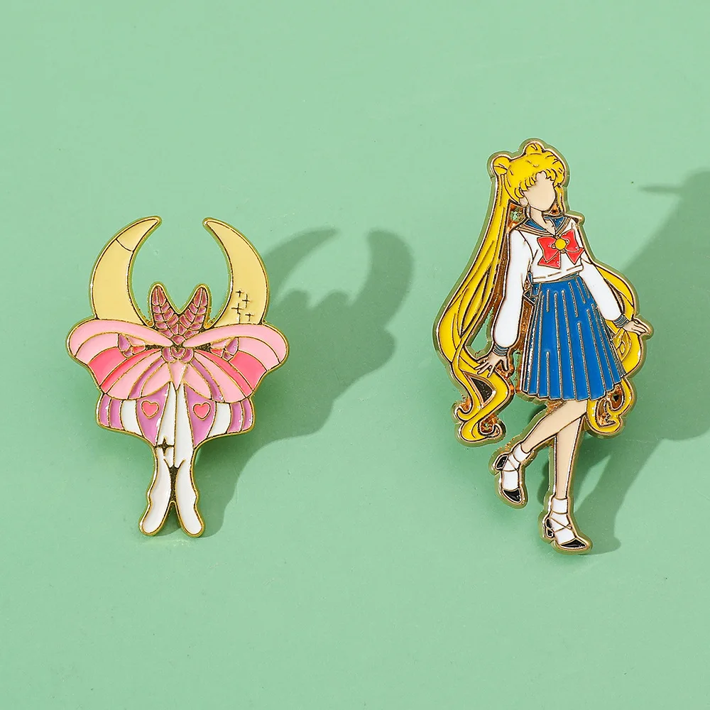 Insignias de Sailor Moon, Broches de Tsukino Usagi, Broches de Manga, Colgante de Anime Japonés para Mochila, Ropa, Solapa, Regalos de Cosplay ACG