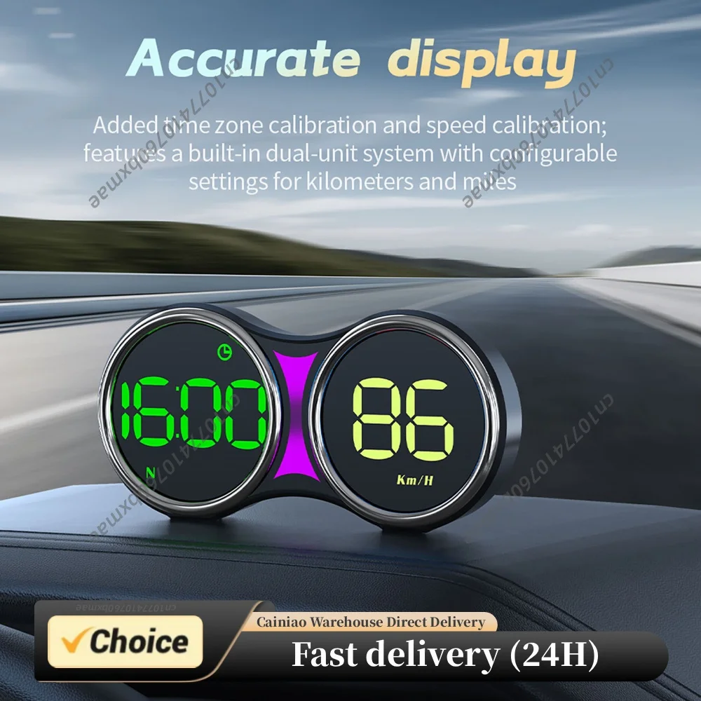 Dual Car HUD GPS Speed Monitor 4 Inch KM MPH Switch Overspeed Alert Suction Cup USB Powered