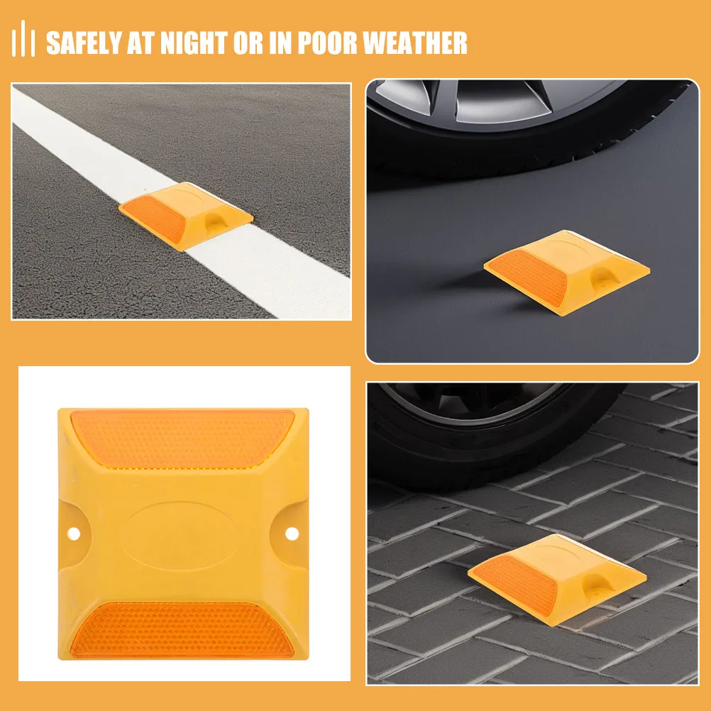 2Pcs Easy Install No Tool Road Reflectors High Visibility Dual-Sided Reflective Street Pavement Markers for Fog