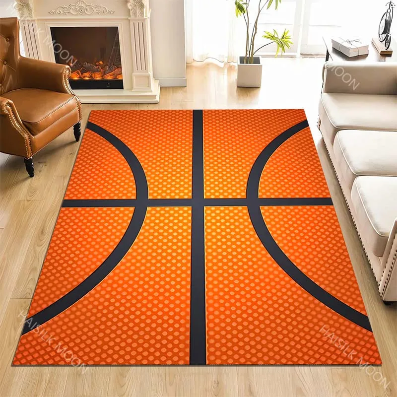 Close-up orange basketball texture Print Carpet Rug for Living Room Bedroom Sofa Doormat Home Decor Non-slip Floor Mat