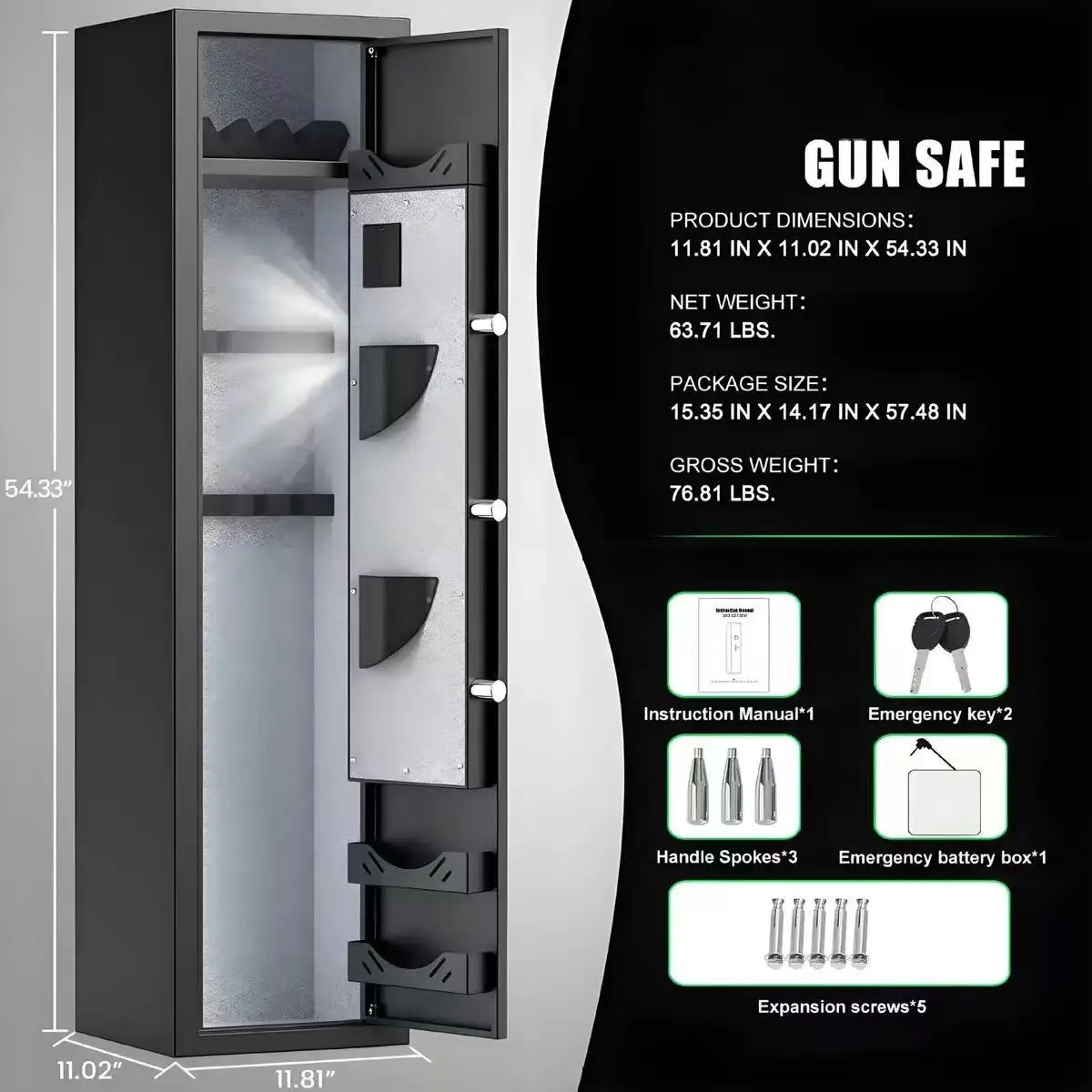 Factory Customized Secure Gun Safe with Fingerprint and Password Protection