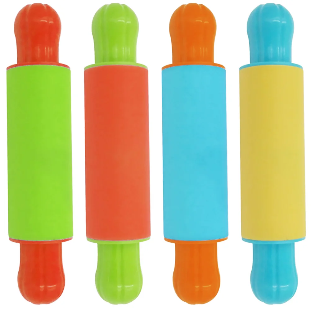 4 Pcs Painted Clay Rolling Pin Dough Tools Roller Plasticine Rollers Kids Playthings Kit Playdough Supplies Model Kits