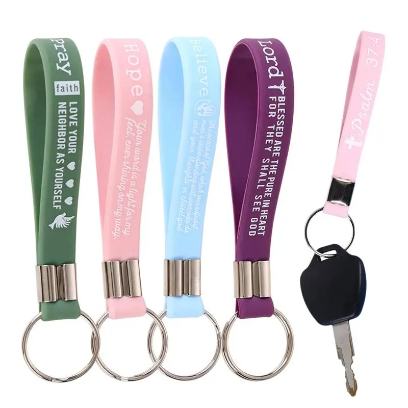 Christian Bible Keychains With Scripture Christian Religious Bible Keychains Silicone Keychains Verses Religious Key Chains