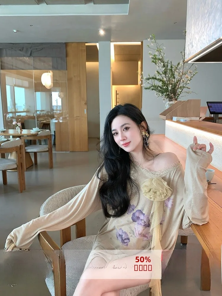 

Moss Studio Silk Wool Printed T-irt Women's oulder Print Summer Tops Floral Pattern Casual Comfortable round Ne Tee