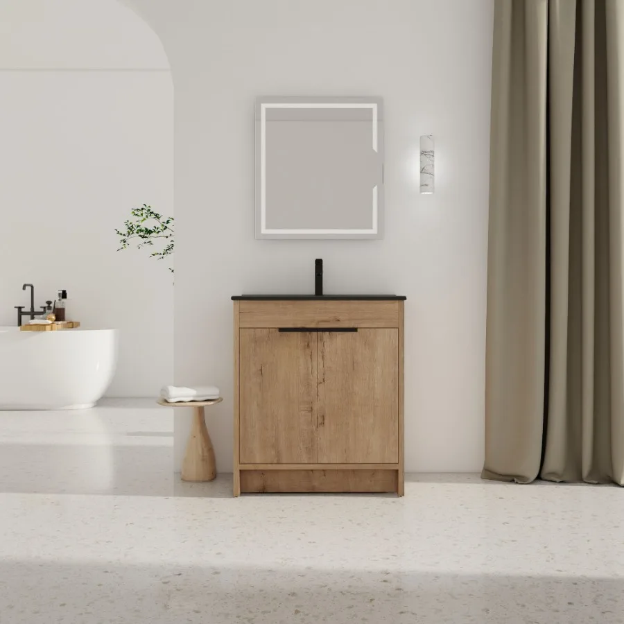 

30 Freestanding Bathroom Cabinet With Basin 2 SoftClose Cabinet Doors (KDPACKING BVB02430IMOBL9075BK