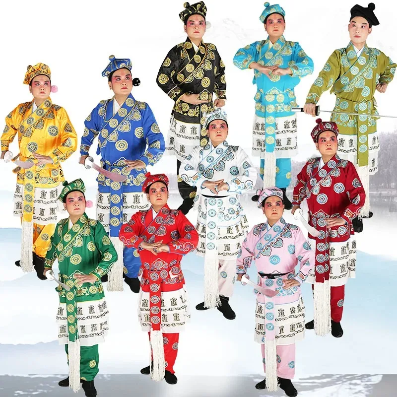 

Traditional Operas Kungfu Fighter Man Clothing Mandarin Jacket + Pants + Hat Peking Opera Men's Drama Costumes Wusheng Clothes