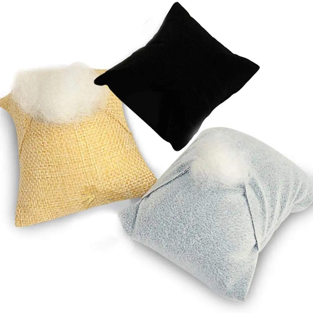 

6 Pcs Black Soft Jute Jewelry Display Pillows for Bracelets Watches Accessories Organizing Home Decor DIY Party