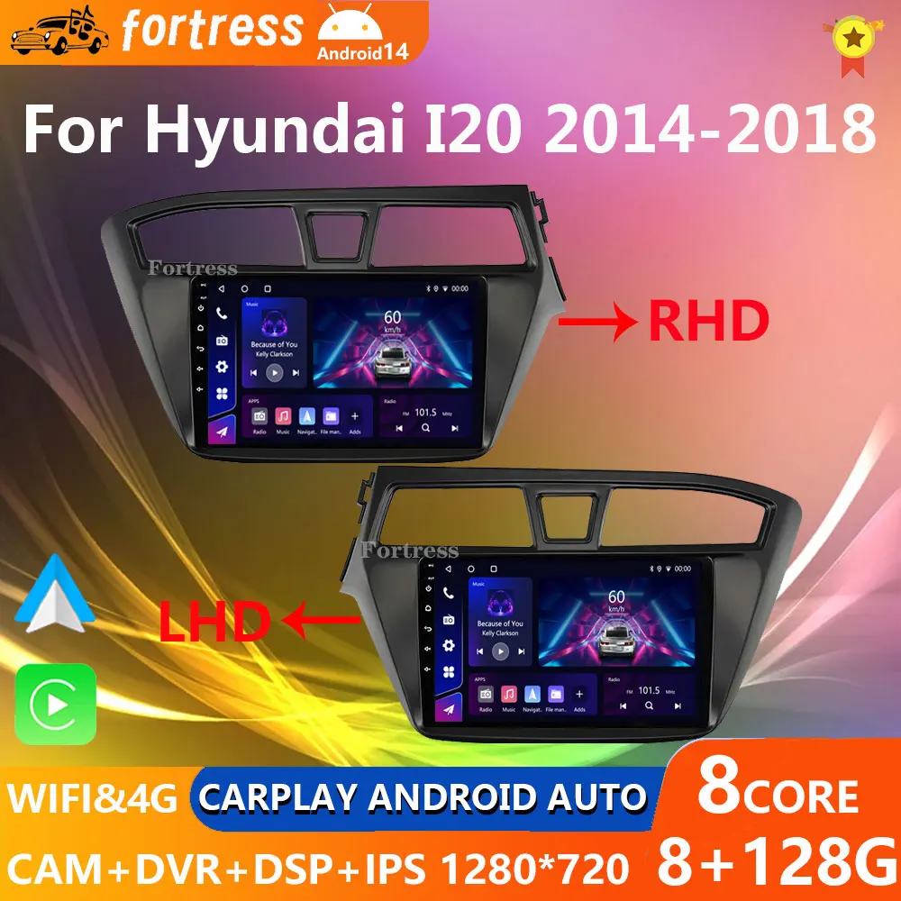 

Fortress 6G 128G Android 12 Car Radio For Hyundai I20 LHD 2015 2016 2017 Stereo GPS Carplay Auto Multimedia Player 2Din DVD