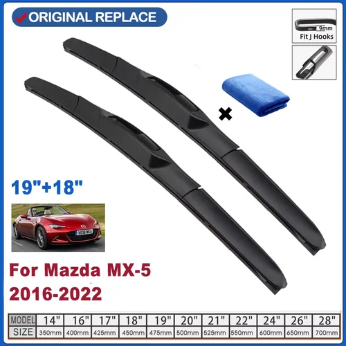 Limpiaparabrisas de goma para coche, limpiaparabrisas para Mazda MX-5, MX 5, MX5, ND Roadster 2016, 2017, 2018, 2019, 2020, 2021, 2022
