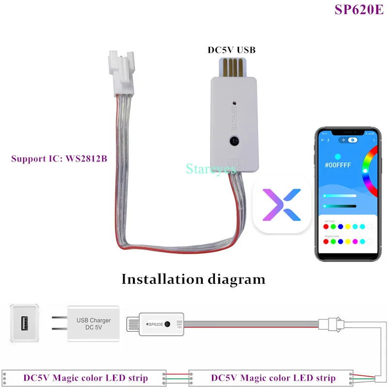 Magic Color Led Strip Rf Afstandsbediening WS2811 SP104E DC5V Usb Bluetooth Music Control WS2812B SP620E Adresseerbare Digitale Ic