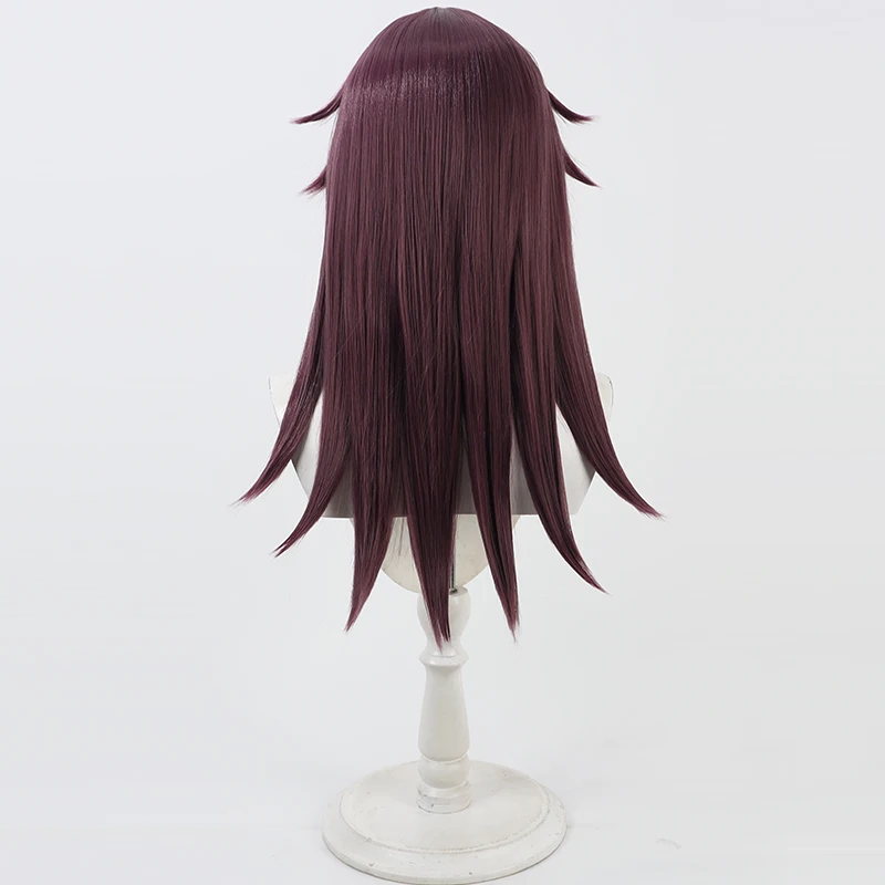 Mizuki Shiranui Cosplay Wig Taimanin Dark Red 55cm Synthetic Hair Heat Resistant Halloween Headwear Role Play + Free Wig Cap