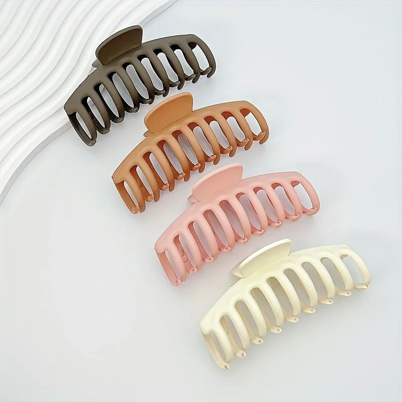 4pcs/set keel 11cm/4.33inch Large Hair clip Non-slip Thick Hair clip Matte Plastic Hair clip Quick Bun Hair clip Women\'s Hair Ac