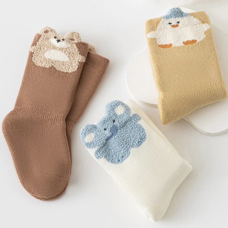 Thick Terry Baby Socks Cartoon Design Indoor Newborn Socks Soft Winter Warm Toddler Socks for Baby Boys Girls