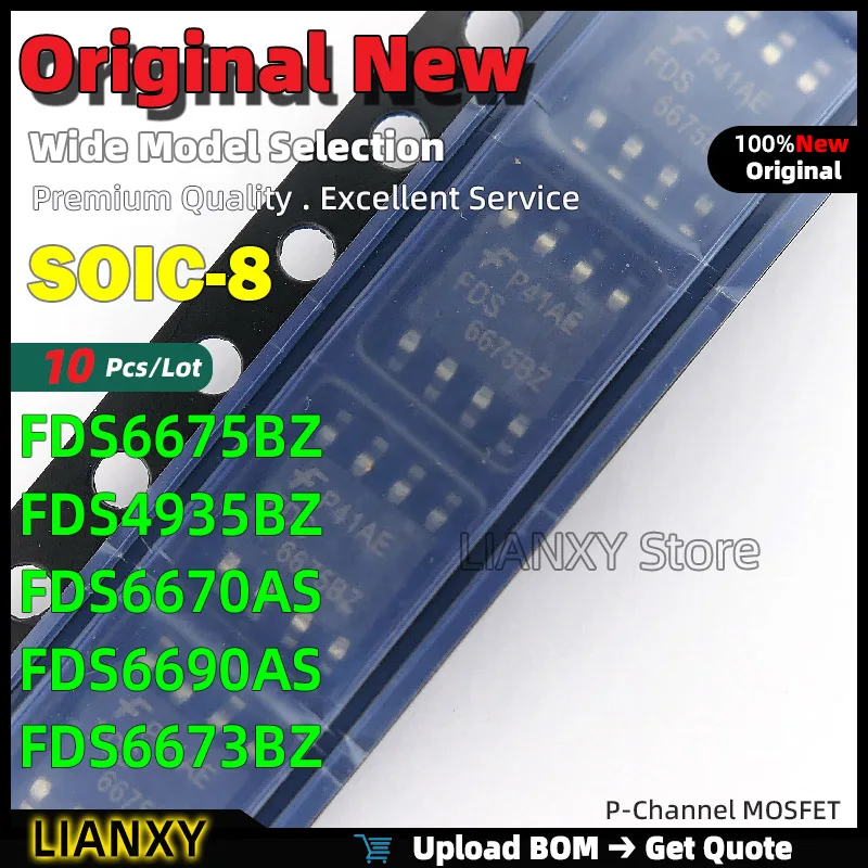 10pcs SOIC-8 FDS6675BZ FDS4935BZ FDS6670AS FDS6690AS FDS6673BZ P-Channel MOSFET New Original