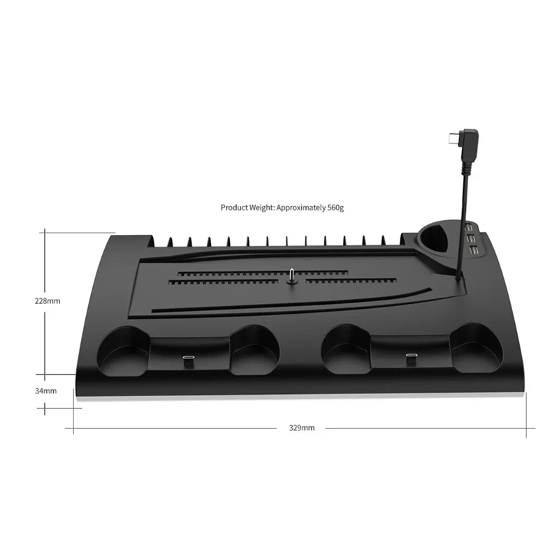 Soporte de carga con ventilador de refrigeración para consola PS5 y PS5 Slim, estación de carga de controlador Dual con 9 luces RGB