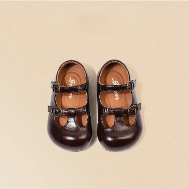 Baby Girls MaryJanes Round Toes Cute Kids Walking Shoes Soft Bottom 2025 Autumn New Girls Flat Shoes Elegant Sweet Non-slip view 4