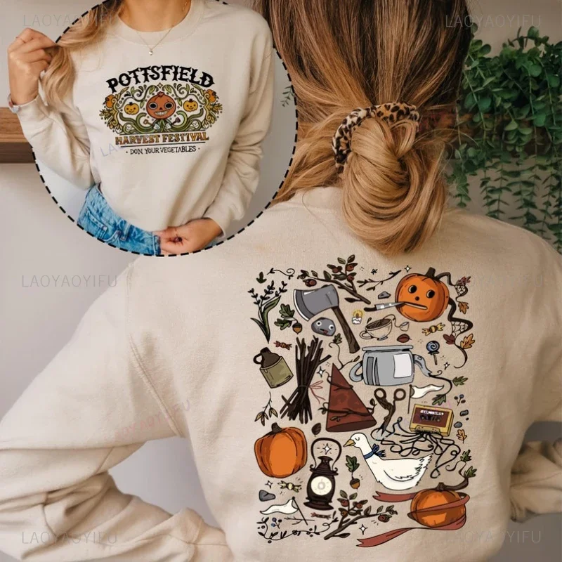 Pottsfield Harvest Festival Sweatshirt Over The Garden Wall Fun Pullovers Pottsfield Halloween Man Women Crew Neck Autumn Hoodie