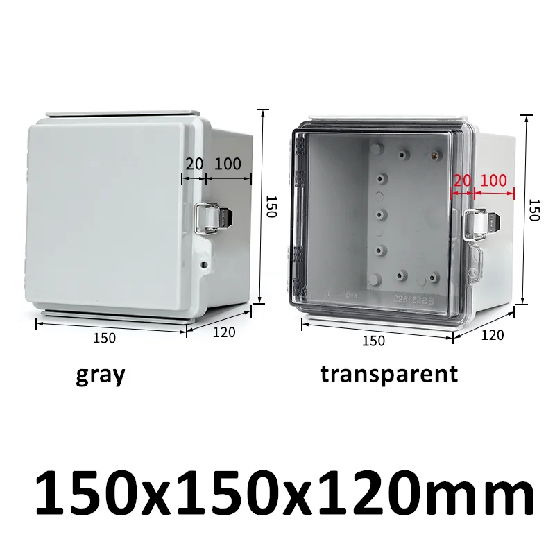 IP67 waterdichte ABS-aansluitdoos grijs transparant deksel buiten elektrische behuizing scharnierende behuizing voor elektronische instrumenten