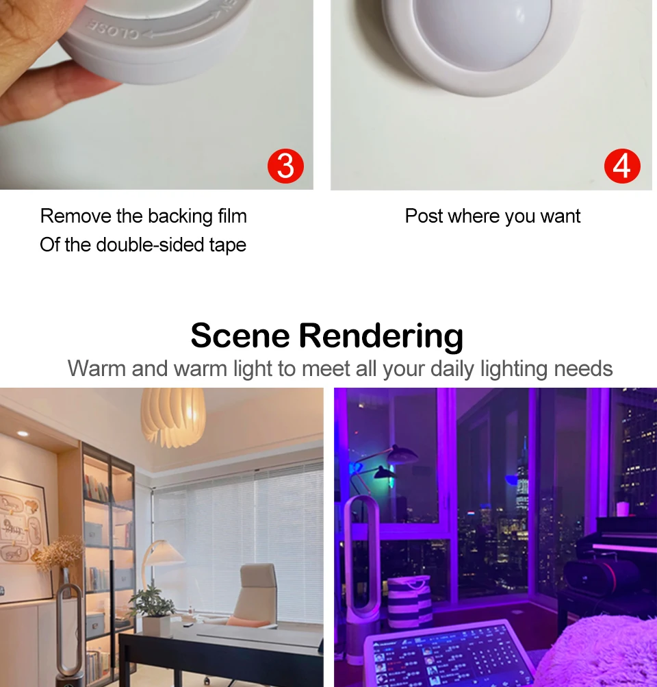 Selling LED Cabinet Light RGB Puck Lights Remote Controller Dimmable Under Shelf Kitchen Counter Lighting Decoration Night Lamps