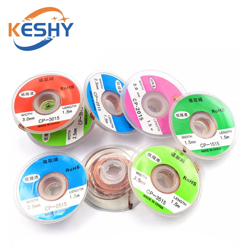 Desoldering Wire 1.5/2.0/2.5/3.0/3.5mm Suction Tin Desoldering Wick Solder Braid Wire for PCB Tin Remove Welding Tool