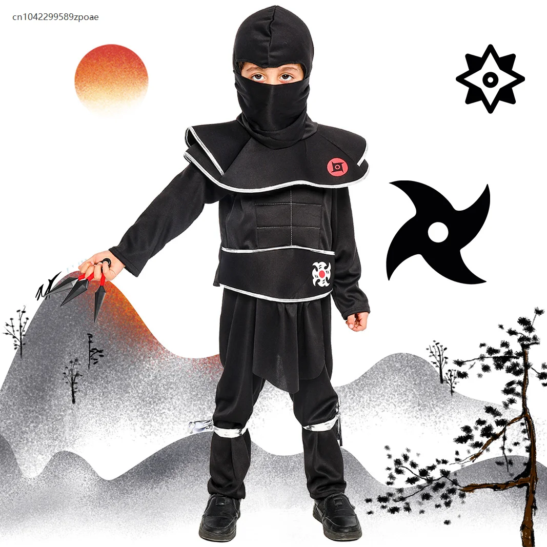 

Children's Japanese Black Ninja Suit Halloween Night Running Costume Boy Party Corner Cosplay Dress-up Performance Costume 2025