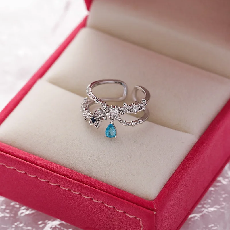 Zarte Kristall-Zirkon-Ringe für Frauen, süße Blume, Blatt, Schmetterling, verstellbare offene Ringe, Hochzeit, Verlobung, Schmuck, Geschenk – Detail 20