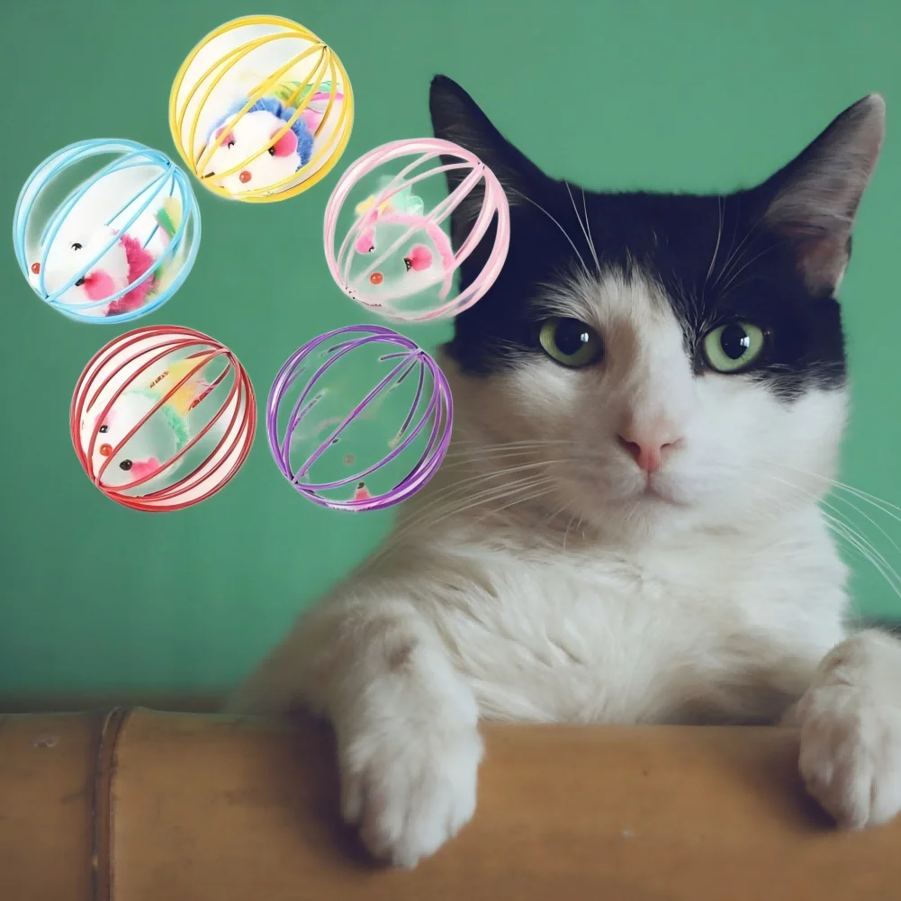 PopularCat Toy Balls Funny Stretchable Kitten Springs Toys Interactive Caged Rats Rolling Cat Balls Random Color Cat Accessories