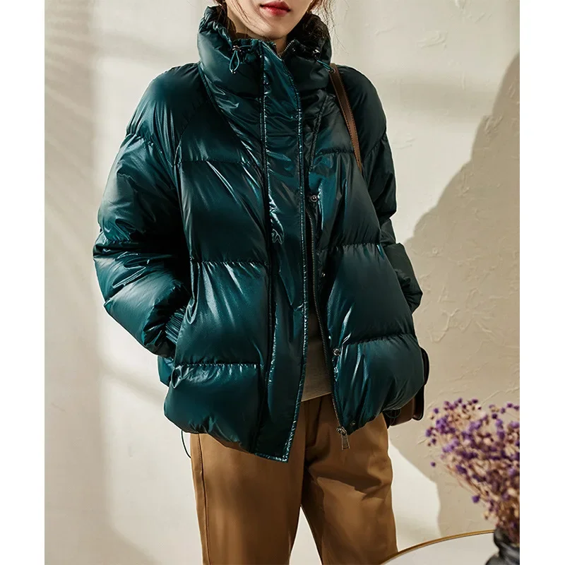 Women High-end White Duck Down Jacket Ladies 2025 Winter Solid Color Korean Version Coat Women' Tops